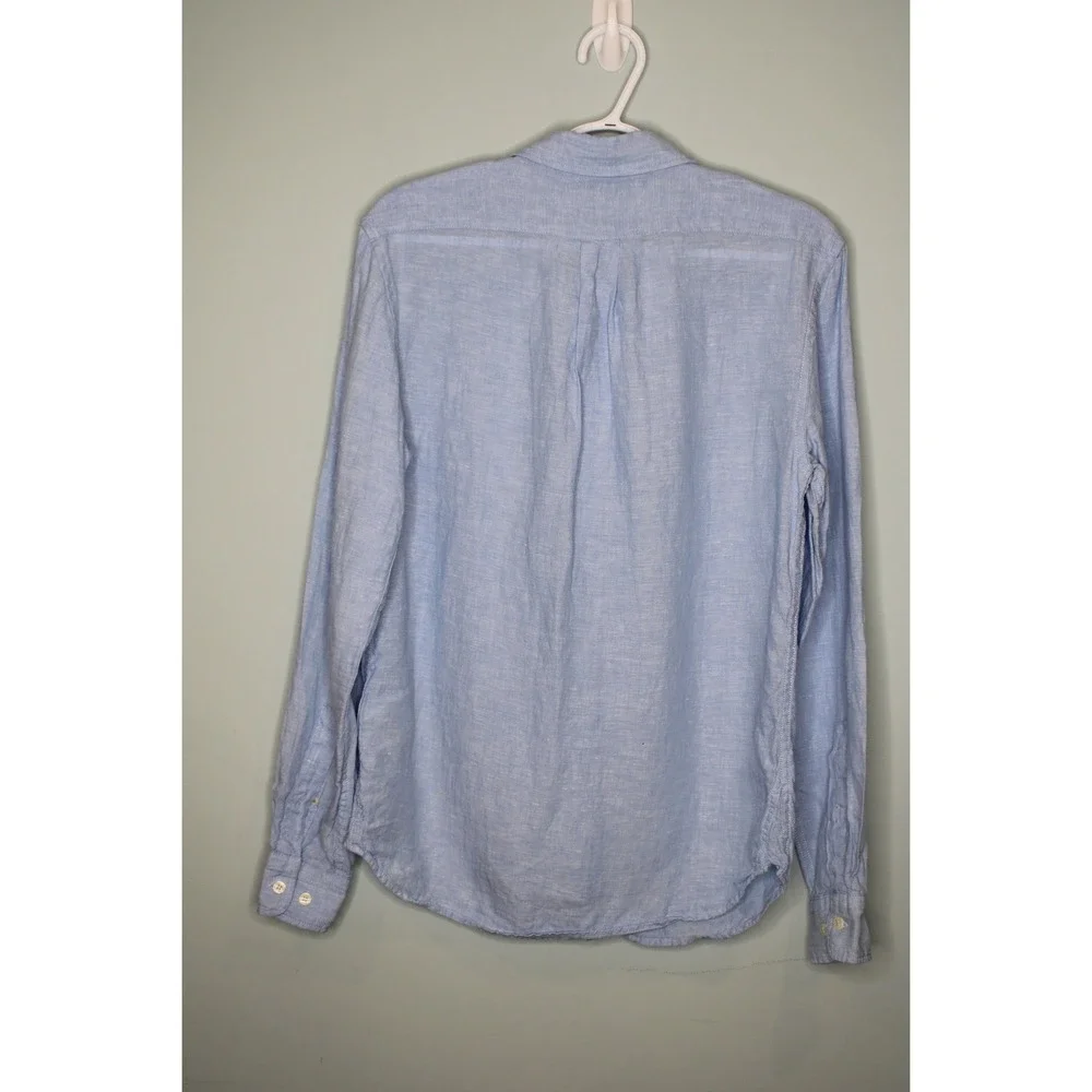 Banana Republic Slim Fit Linen Shirt Mens Small Light Blue Long Sleeve 804341
